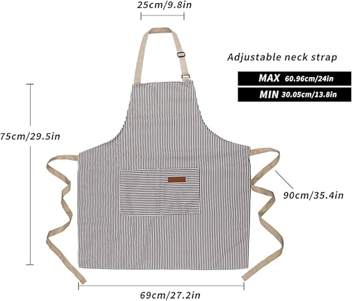 YANEK 2 Pack Kitchen Cooking Aprons for Men Women with 2 Pocket Adjustable Stripe Apron for Home Kitchen, BBQ Restaurant, Chef Apron, Cooking Apron, Baking Gardening