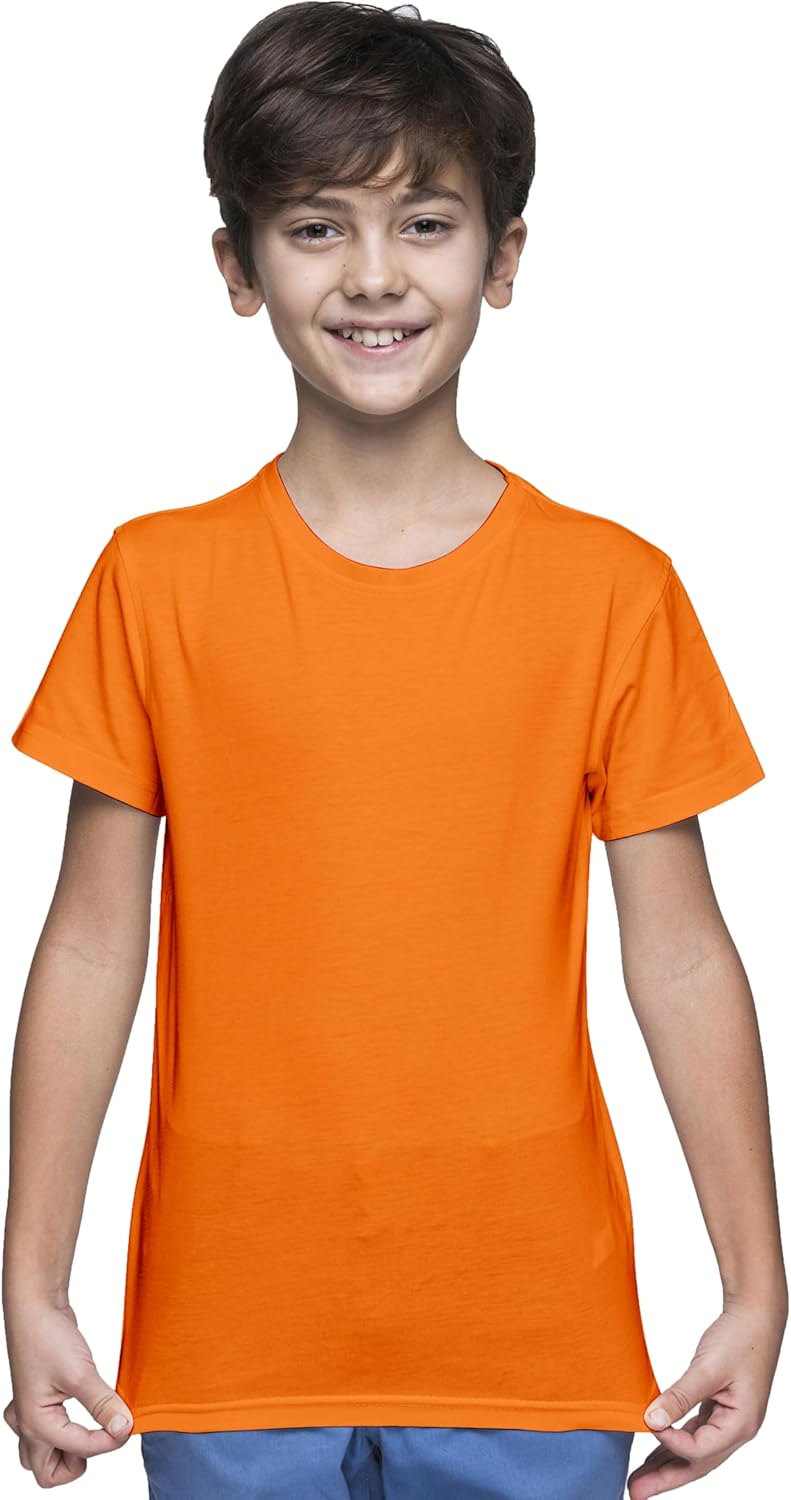 Yanek Cotton Short Sleeve Versatile Round Neck T-shirt for Boys and Girls - Plain, Perfect Comfortable Tee for School, Play, and Casual Wear
