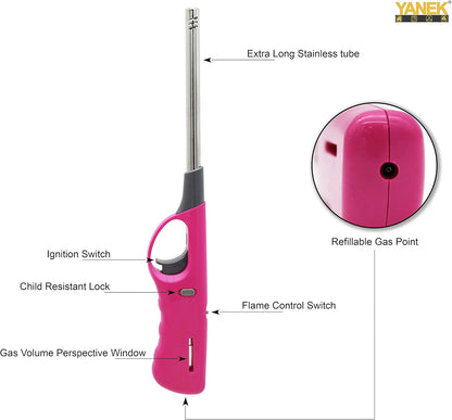 YANEK Gas Lighter – Refillable Butane Lighter (Pack of 4) | For Kitchen, BBQ & Camping | Wholesale BBQ Grills & Fuel UAE.