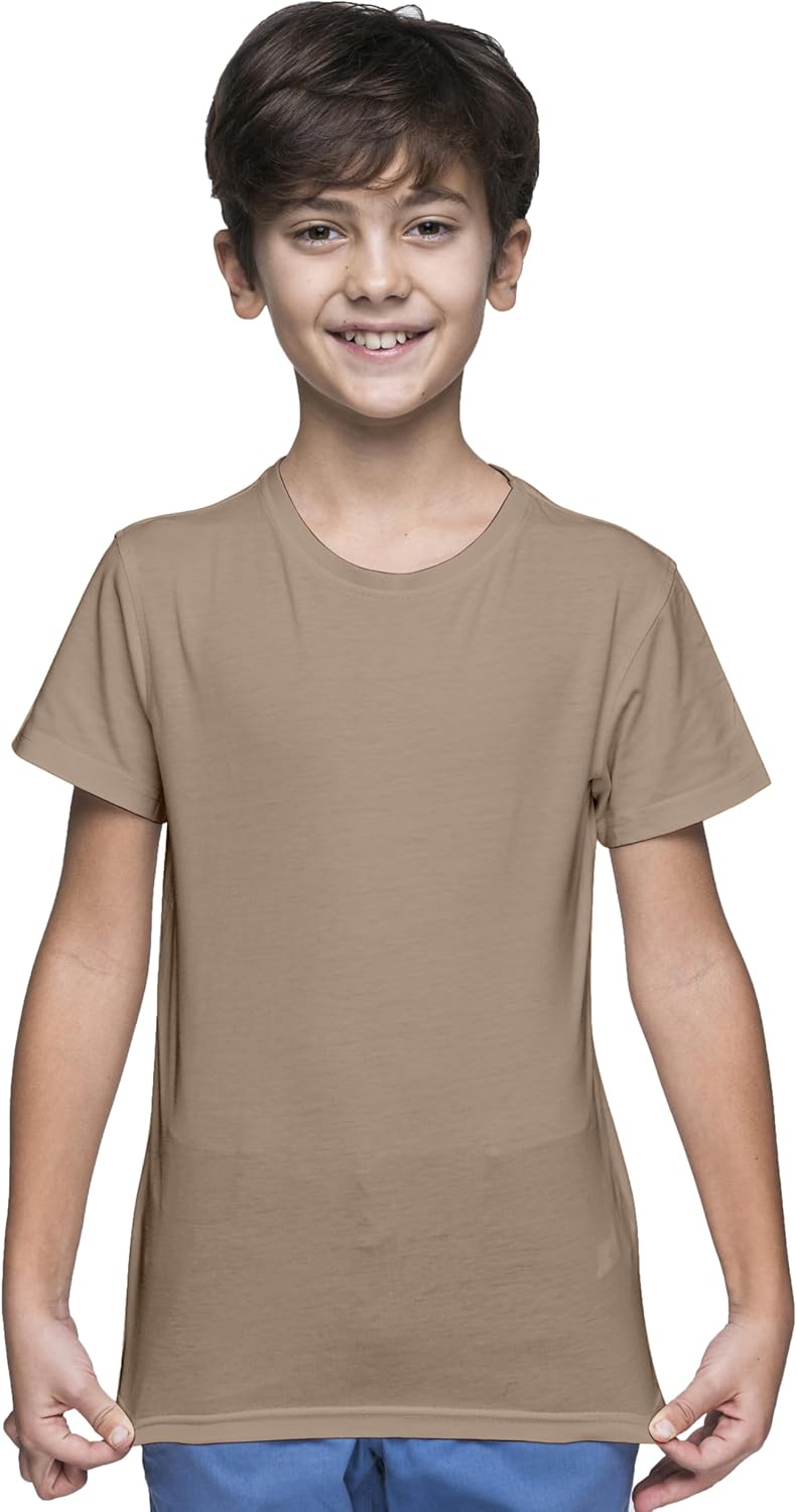 Yanek Cotton Short Sleeve Versatile Round Neck T-shirt for Boys and Girls - Plain, Perfect Comfortable Tee for School, Play, and Casual Wear