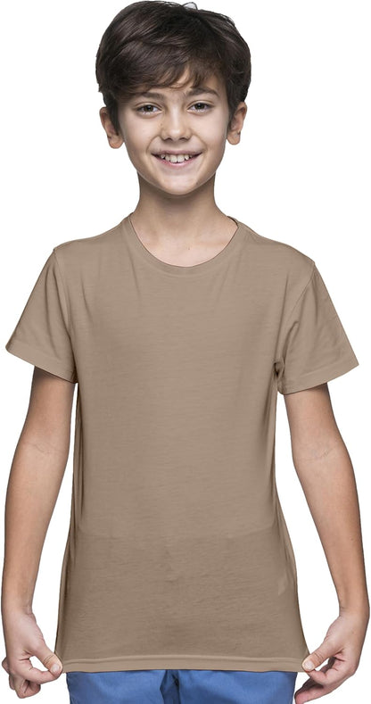 Yanek Cotton Short Sleeve Versatile Round Neck T-shirt for Boys and Girls - Plain, Perfect Comfortable Tee for School, Play, and Casual Wear