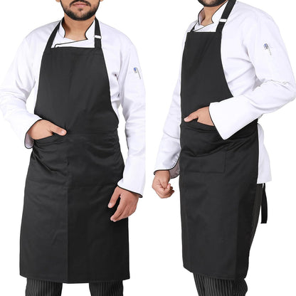 YANEK Kitchen Apron | Unisex Chef Kitchen Adjustable Bib Apron with Pockets | For Home, Restaurant, Cafe