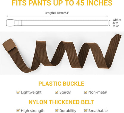 Yanek Men's Adjustable Work Belt Durable Nylon Canvas Metal-Free Buckle Effortless Airport Screening Ideal for Golf Travel Casual Wear Everyday Comfort Versatile Belt Design Easy Fit