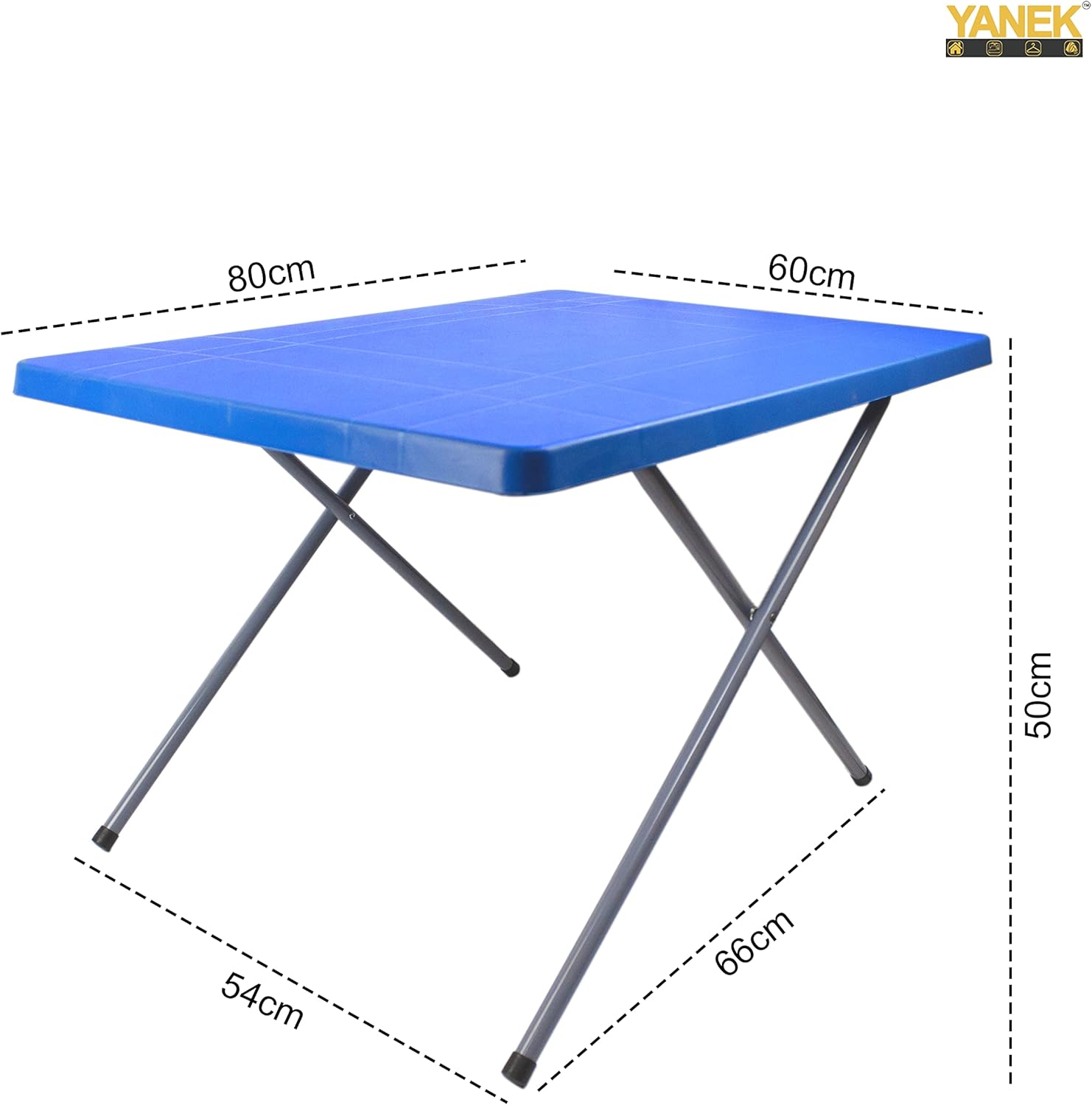 YANEK Foldable Camping Table – Portable Plastic Top with Steel Frame (80x60 cm) | BBQ, Camping & Outdoor | Wholesale Camping Gear UAE.