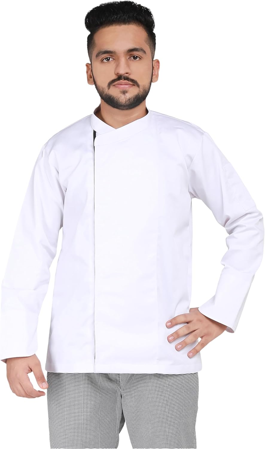 YANEK Men’s Chef Coat with Zipper – Breathable Cotton Blend, Durable Twill Fabric | Easy Care Kitchen Uniform | Wholesale Kitchen Uniforms UAE.