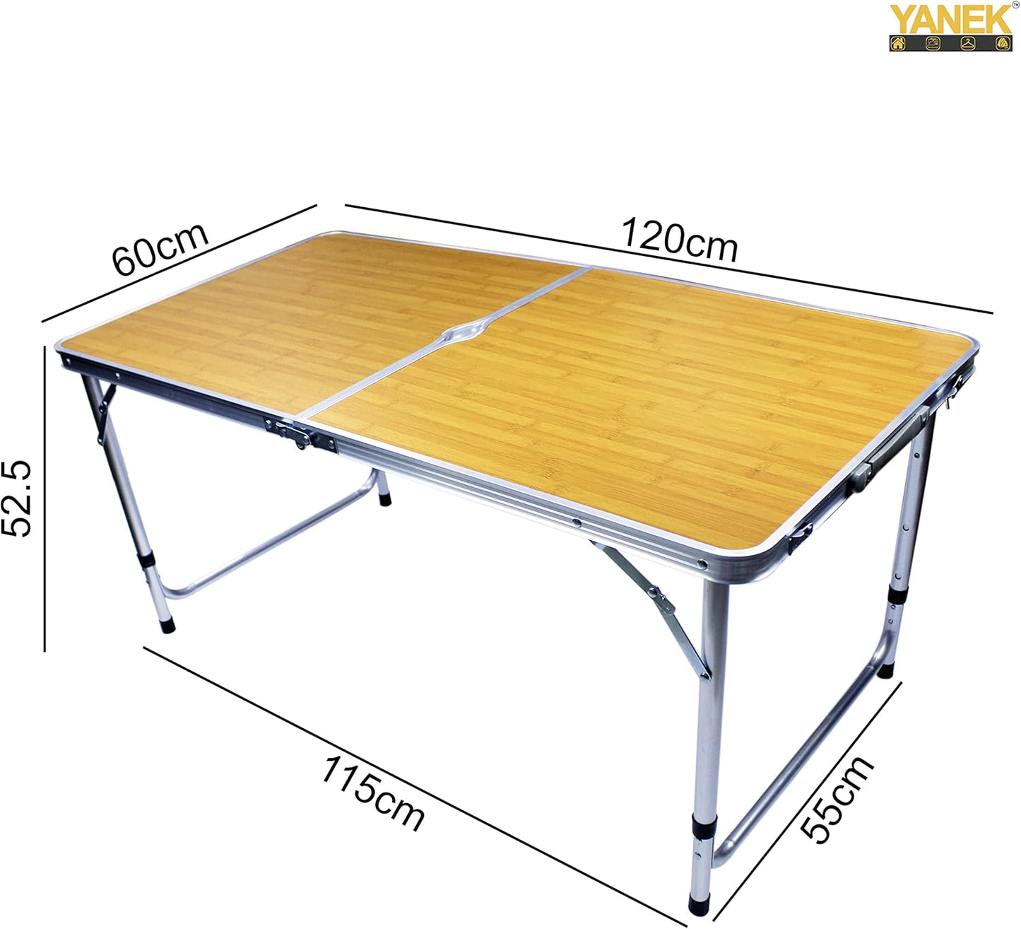 YANEK Folding Camping Table with 4 Foldable Chairs – Portable Wooden Top & Steel Frame Set | BBQ, Camping & Outdoor | Wholesale Outdoor Equipment UAE