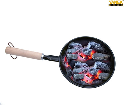 YANEK Charcoal Starter Pan – Coal Holder with Wooden Handle | For Shisha, BBQ & Outdoor Parties | Wholesale BBQ Grills & Fuel UAE.
