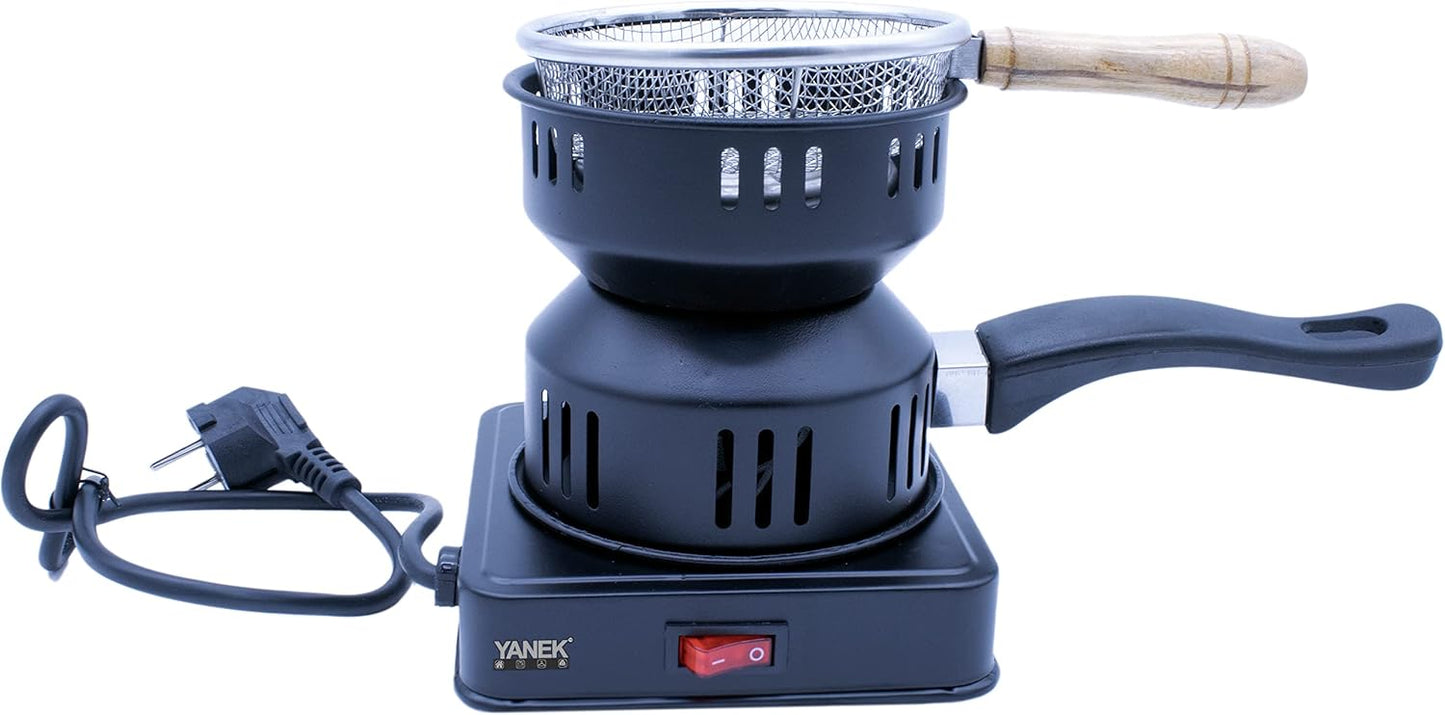 YANEK Charcoal Starter – Electric Coal Burner with Pan & Tong | For Hookah, Shisha, BBQ & Outdoor Cooking | Wholesale BBQ Grills & Fuel UAE.