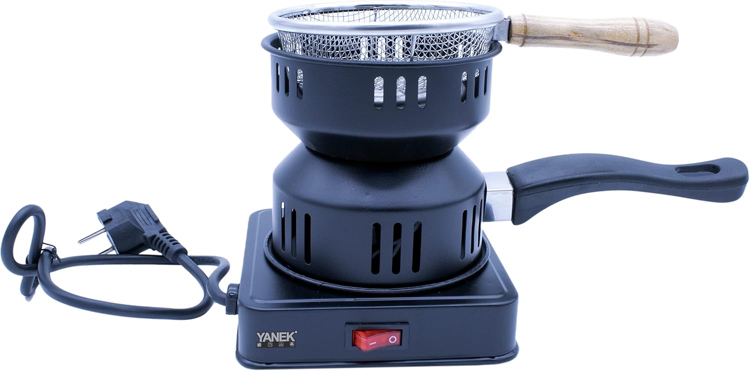YANEK Charcoal Starter – Electric Coal Burner with Pan & Tong | For Hookah, Shisha, BBQ & Outdoor Cooking | Wholesale BBQ Grills & Fuel UAE