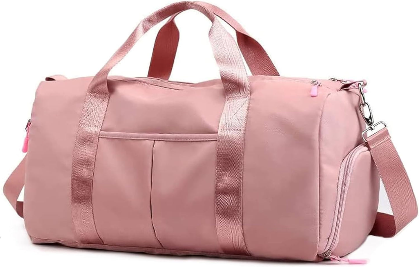 Yanek Travel Duffel Bag with Shoe Compartment – Sports Gym Bag with Waterproof Pocket for Wet Towels – Unisex Design (Pink)