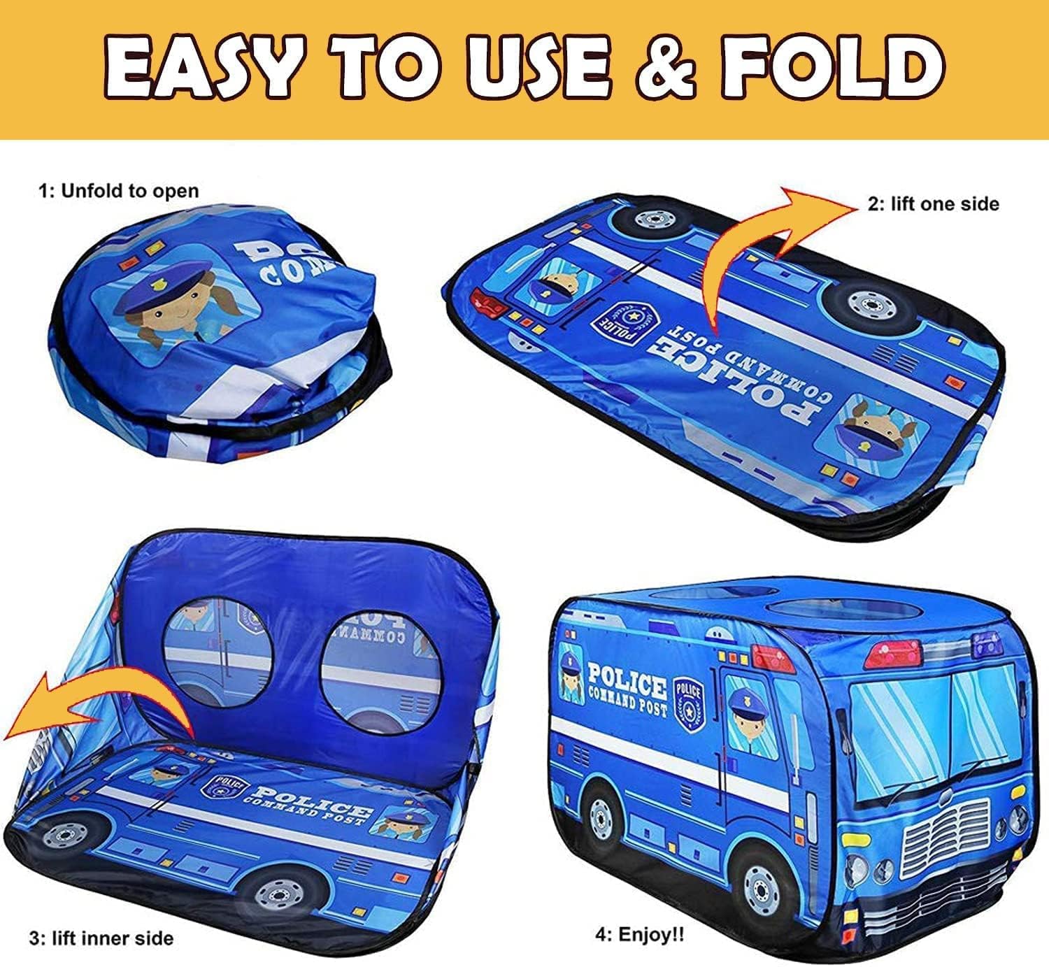 YANEK Kids Play Tent – School Bus | Foldable Indoor & Outdoor Tent with Carry Bag | Wholesale Camping Gear UAE.