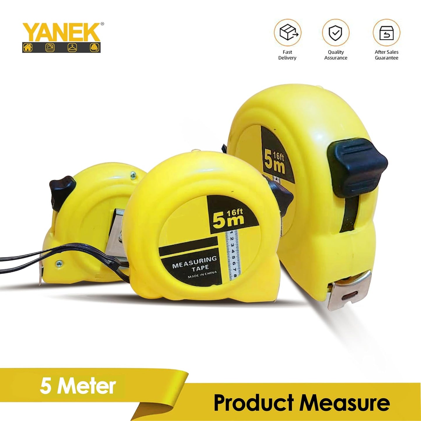 Yanek Steel Tape Measure with Auto Lock - Short Measuring Tape for Precision Measurements, Easy Read Markings, Compact Design & Easy Storage - Ideal for DIY, Construction, & Home Use (3M/10FT)