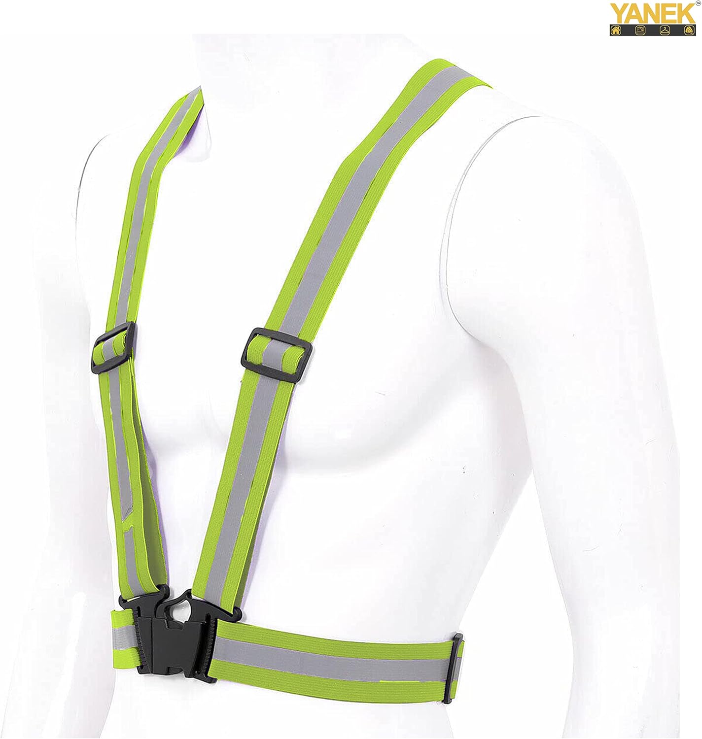 YANEK Reflective Safety Vest Belt – Adjustable High Visibility Strap for Running, Cycling, Walking & Outdoor Safety | Neon Green | Wholesale Sports Goods UAE.