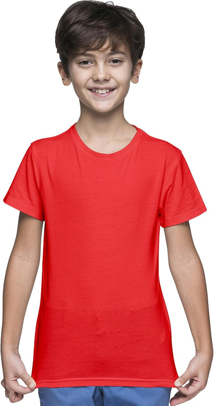 Yanek Cotton Short Sleeve Versatile Round Neck T-shirt for Boys and Girls - Plain, Perfect Comfortable Tee for School, Play, and Casual Wear