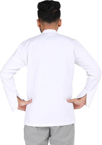YANEK Men’s Chef Coat with Zipper – Breathable Cotton Blend, Durable Twill Fabric | Easy Care Kitchen Uniform | Wholesale Kitchen Uniforms UAE.