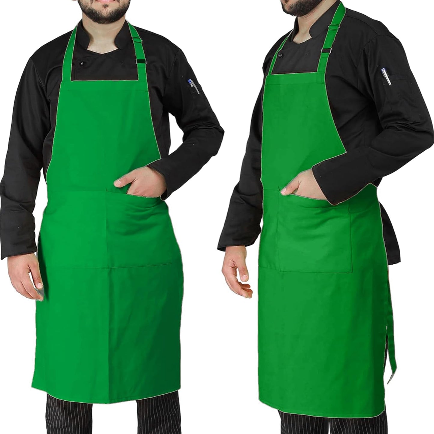 YANEK Kitchen Apron | Unisex Chef Kitchen Adjustable Bib Apron with Pockets | For Home, Restaurant, Cafe