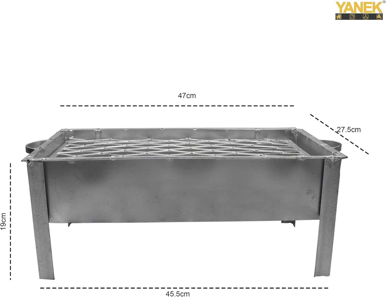 YANEK BBQ Grill – Galva Silver Portable Stainless Steel Grill | For Camping, Picnic, BBQ & Outdoor Cooking | Wholesale BBQ Grills UAE.