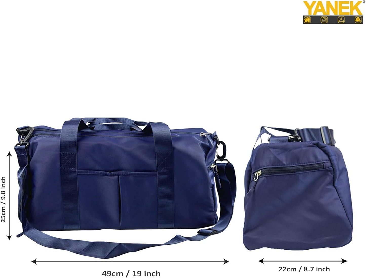 Yanek Travel Duffel Bag with Shoe Compartment – Sports Gym Bag with Waterproof Pocket for Wet Towels – Unisex Design (Pink)