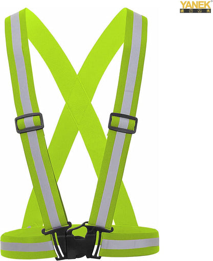 YANEK Reflective Safety Vest Belt – Adjustable High Visibility Strap for Running, Cycling, Walking & Outdoor Safety | Neon Green | Wholesale Sports Goods UAE.