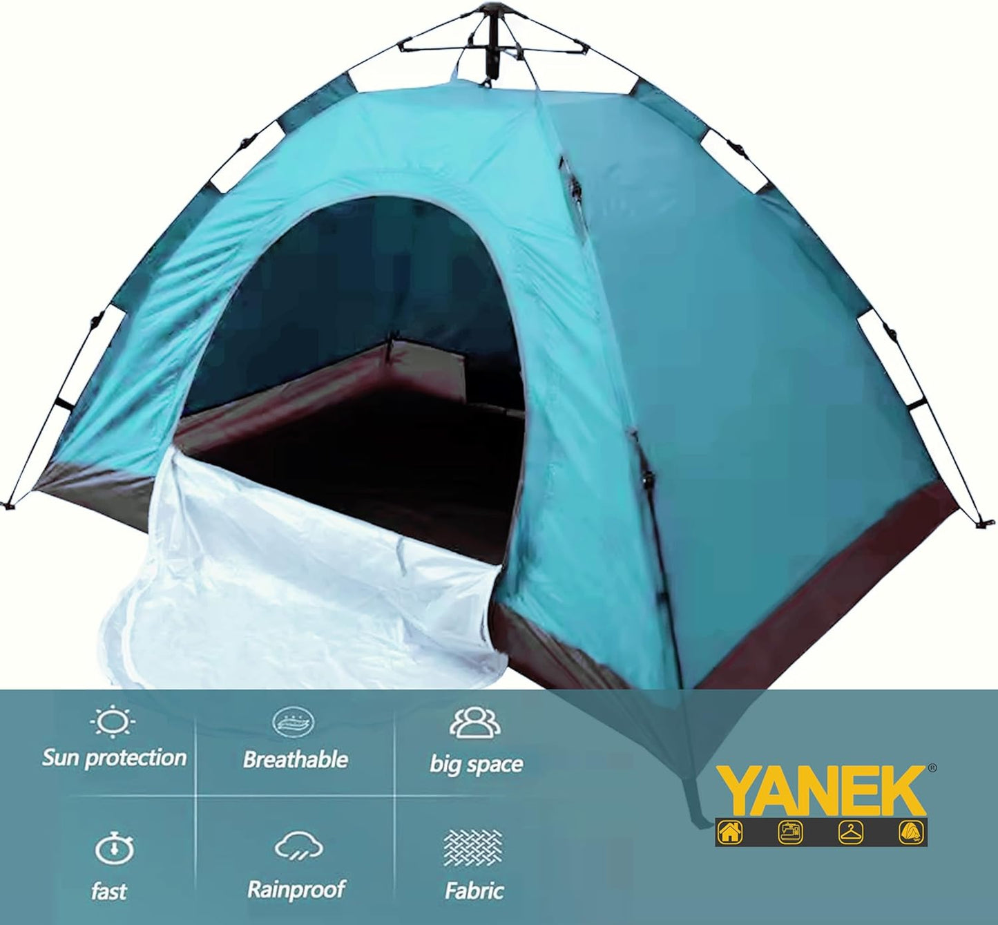 Yanek Waterproof Camping Dome Tent – 2-Person Outdoor Tent with Carry Bag, 1 Door & 1 Window, Compact 2 * 1.5 * 1.1m Lightweight & Portable, Perfect for Family Camping, Hiking & Travel Adventures