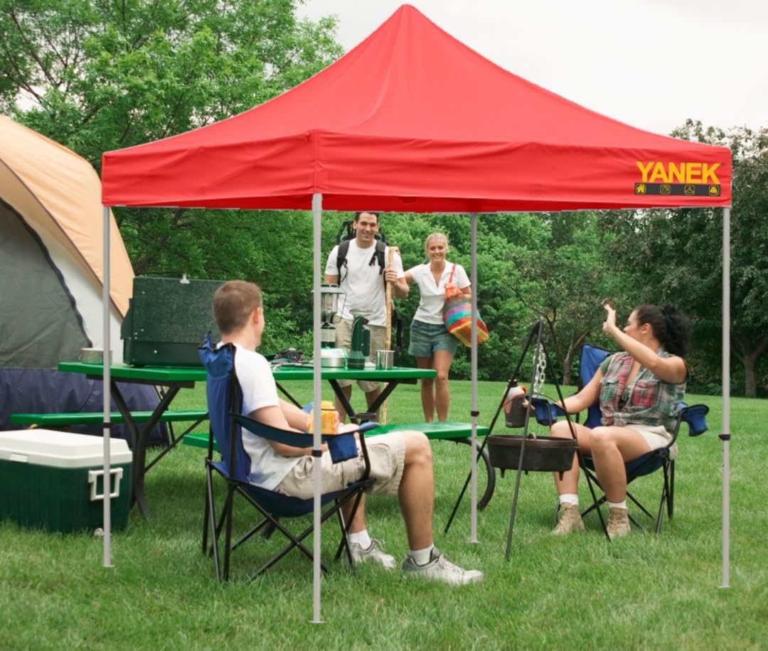 YANEK 3x3 Meter Gazebo Tent – Durable 600D Waterproof Cloth Outdoor Shelter, Foldable Pop-Up Canopy, Perfect for Parties, Events, Camping, and BBQs – Heavy-Duty Backyard Tent (Red)