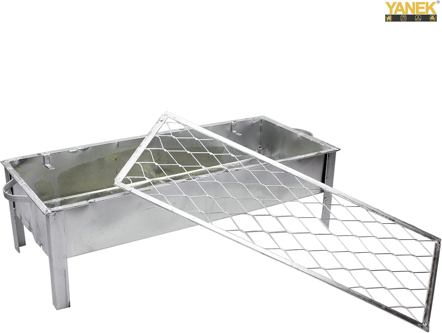 YANEK BBQ Grill – Galva Silver Portable Stainless Steel Grill | For Camping, Picnic, BBQ & Outdoor Cooking | Wholesale BBQ Grills UAE.