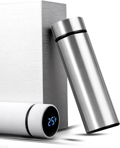 Yanek Smart Water Bottle Stainless Steel – Travel Mug with Smart LCD Touch Screen Temperature Display, Leak-Proof, Hot & Cold Beverage Flask, Ideal for Trave, Gym, Office, & Daily Use (BLACK)