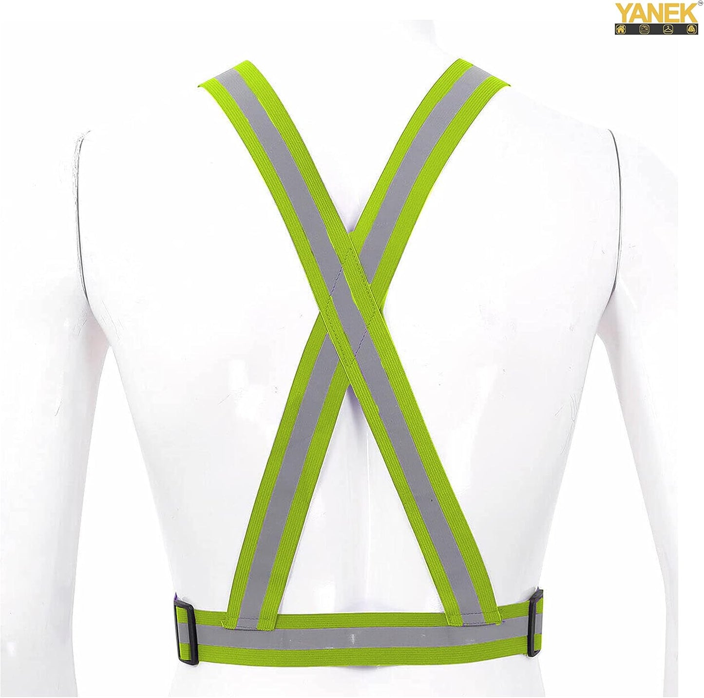 YANEK Reflective Safety Vest Belt – Adjustable High Visibility Strap for Running, Cycling, Walking & Outdoor Safety | Neon Green | Wholesale Sports Goods UAE.