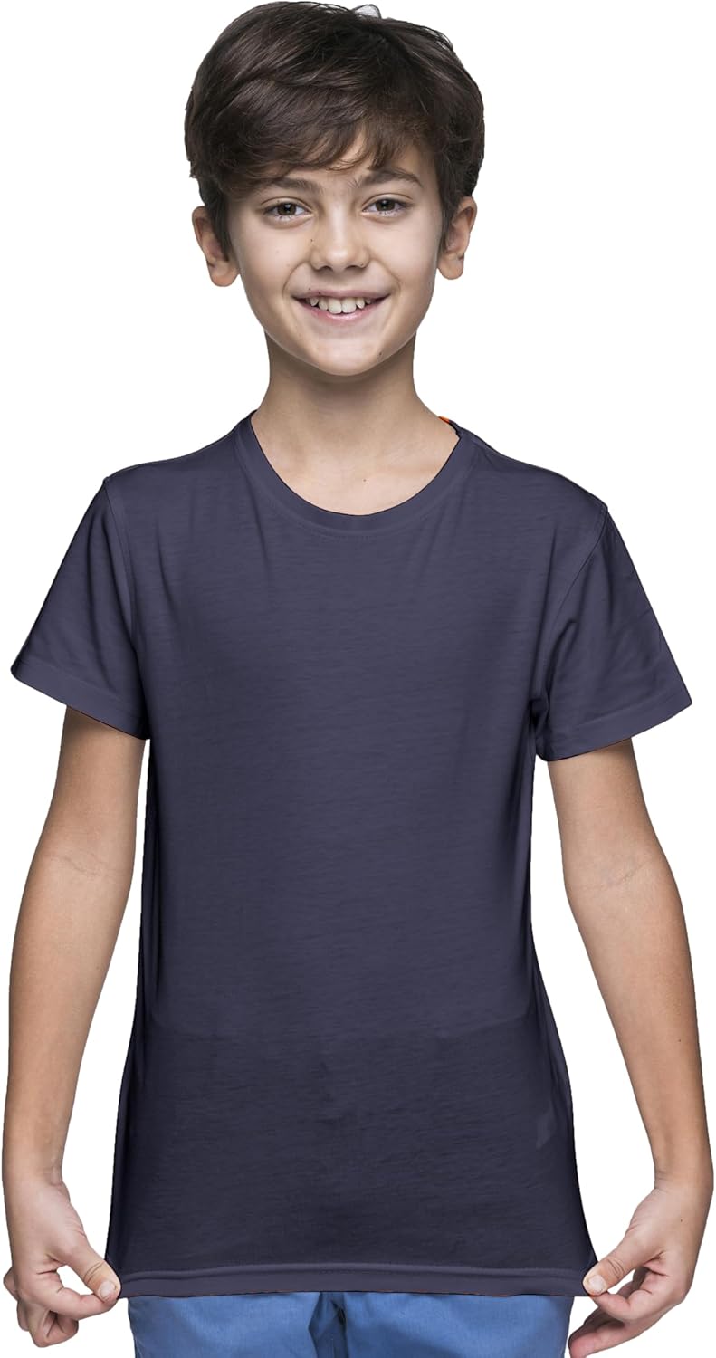 Yanek Cotton Short Sleeve Versatile Round Neck T-shirt for Boys and Girls - Plain, Perfect Comfortable Tee for School, Play, and Casual Wear