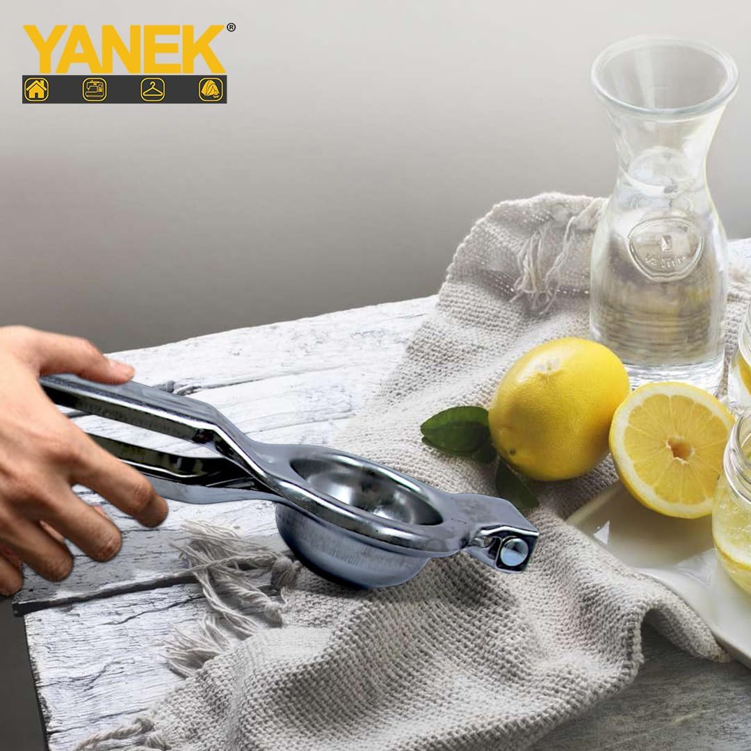Yanek Stainless Steel Lemon Squeezer - Heavy Duty Manual Citrus Juicer for Effortless Lemon – Rust-Resistant, for Maximum Juice Yield – Perfect for Kitchen Use (6.5x20cm)