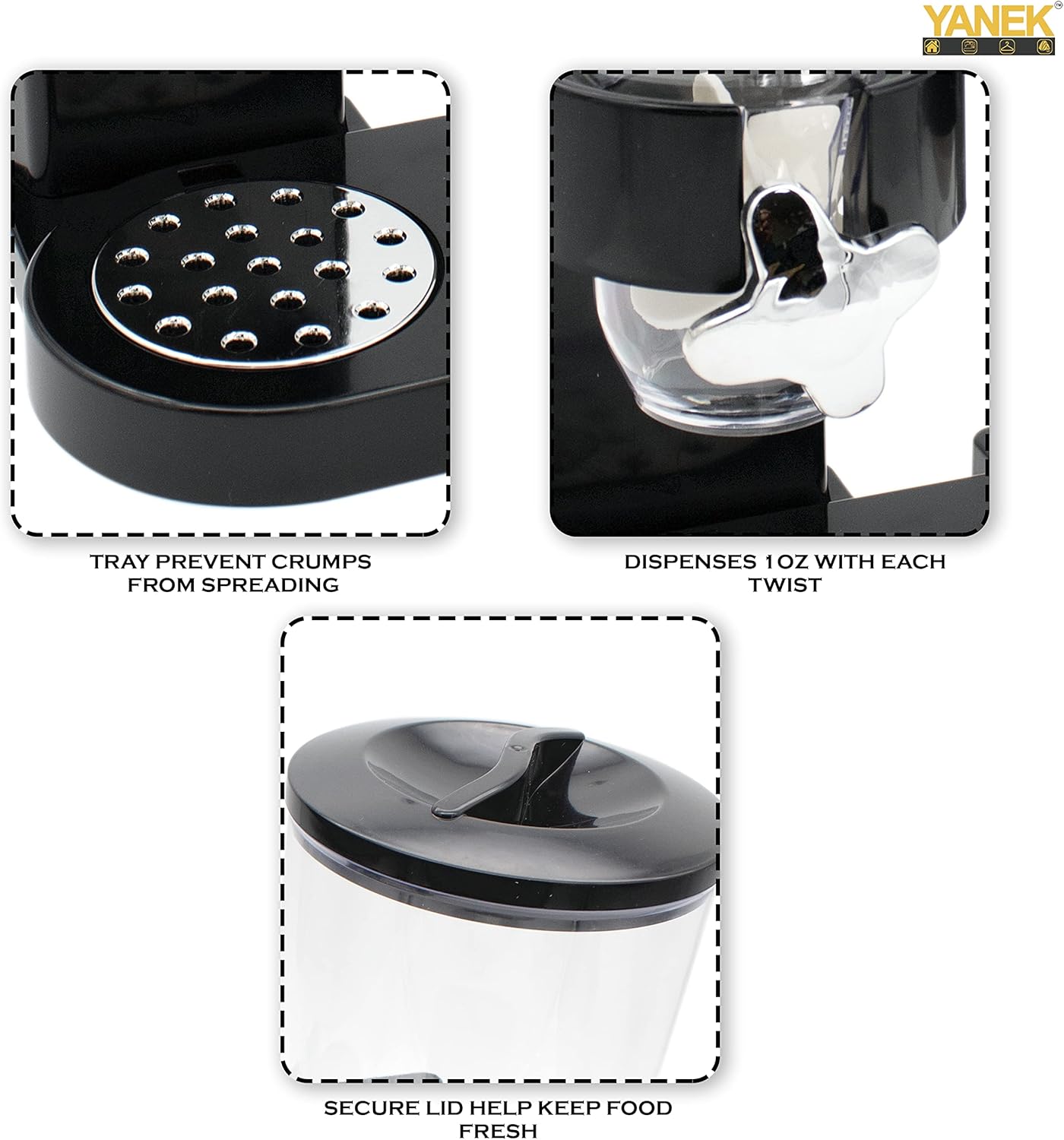 YANEK Dual Cereal Dispenser | Double Snack Storage Containers | BPA Free Plastic | Rice, Grains, Candy, Corn Flakes, Muesli Container | 2Ltr. Capacity in each Jar