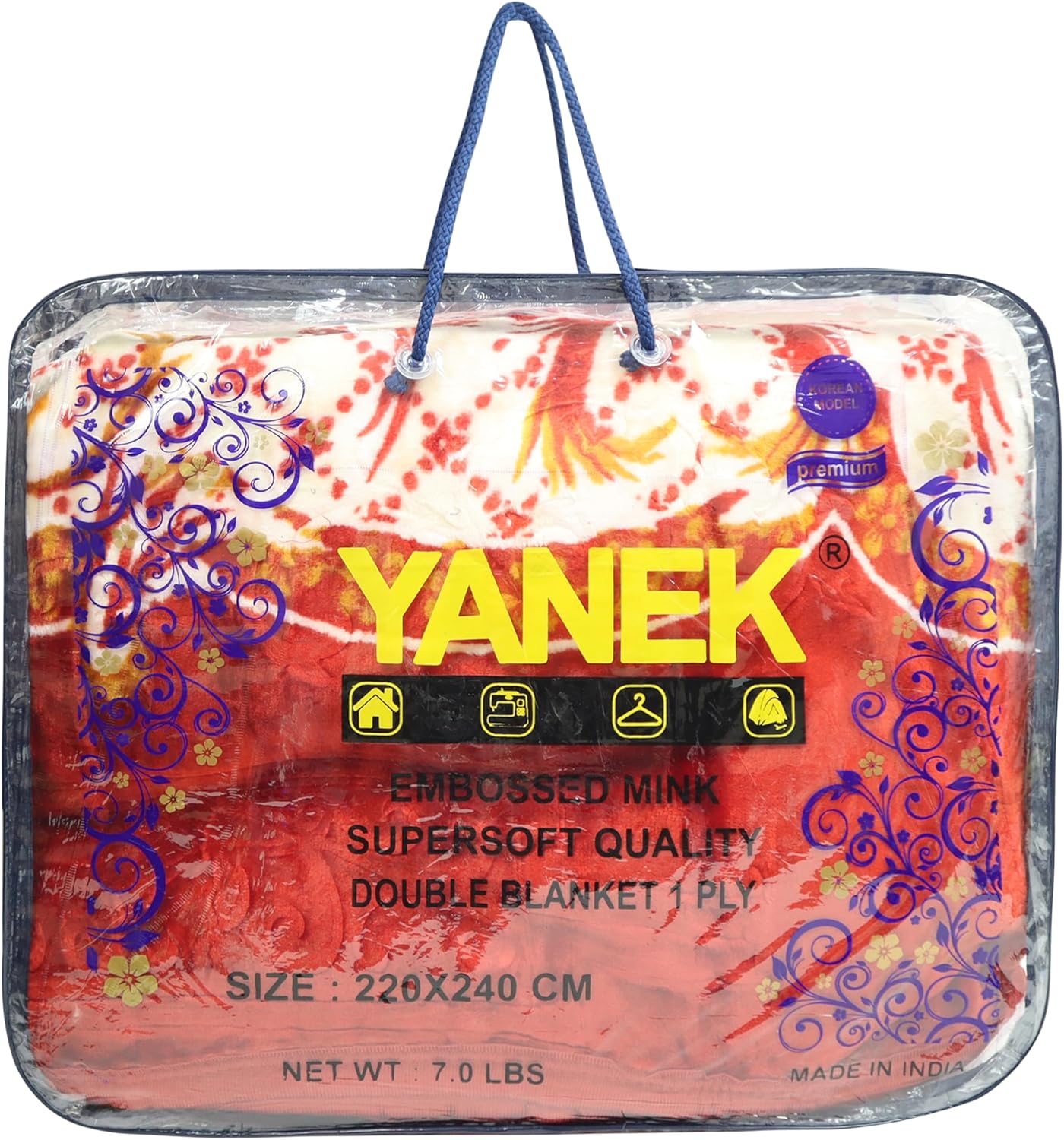 Yanek King Size Mink Fleece Blanket - Single Bed 160 x 220 cm |Ultra Soft & Silky| Multicolour| Printed Design| Perfect for Autumn Winter Bed Home & Gifts| Ideal for Workers Staff & Comfort (2 Kg)