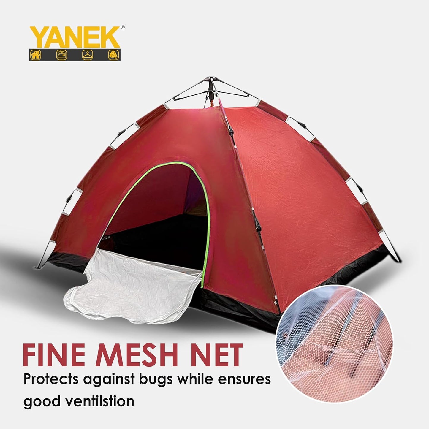 Yanek Waterproof Camping Dome Tent – 2-Person Outdoor Tent with Carry Bag, 1 Door & 1 Window, Compact 2 * 1.5 * 1.1m Lightweight & Portable, Perfect for Family Camping, Hiking & Travel Adventures