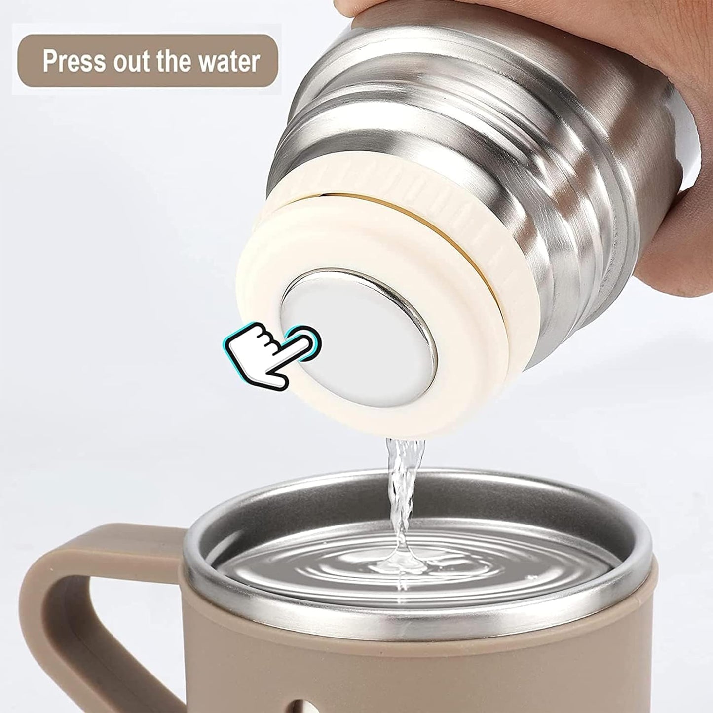 YANEK 500ml Stainless Steel Vacuum Thermos flask with Silicone Handle and Insulated Water bottle with 2 stainless steel cups set for Hot and Cold Outdoor travel | Gift box (1 PACK, PINK)