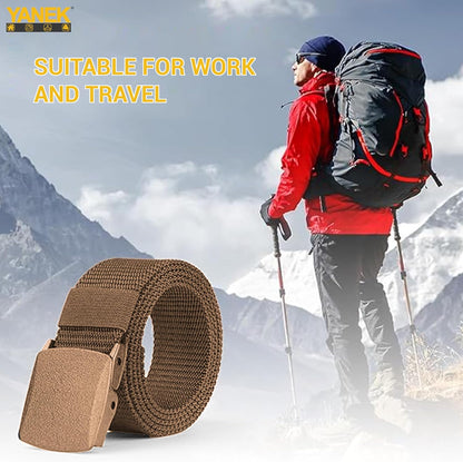 Yanek Men's Adjustable Work Belt Durable Nylon Canvas Metal-Free Buckle Effortless Airport Screening Ideal for Golf Travel Casual Wear Everyday Comfort Versatile Belt Design Easy Fit