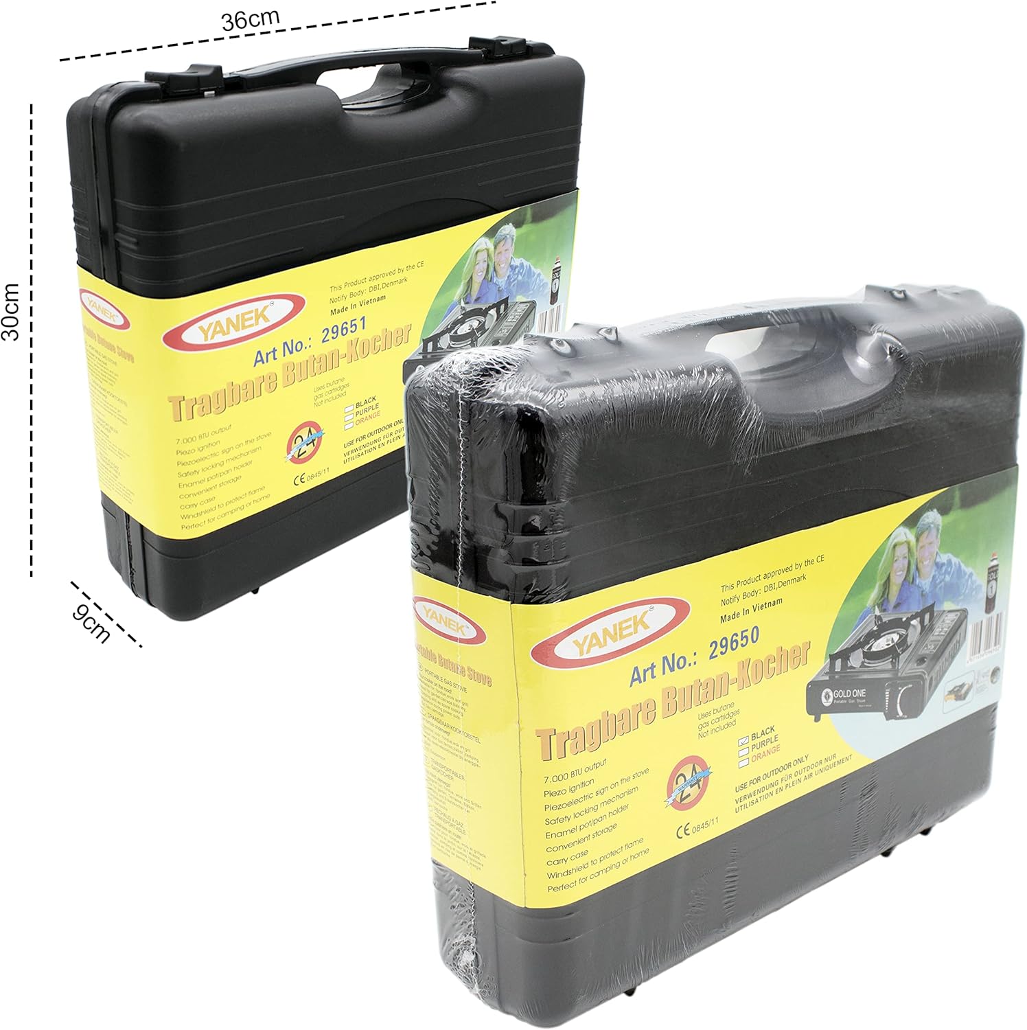 YANEK Portable Gas Stove – Black Butane Stove with Carry Case | Camping, BBQ & Emergency Cooking | Wholesale BBQ Grills & Fuel UAE.