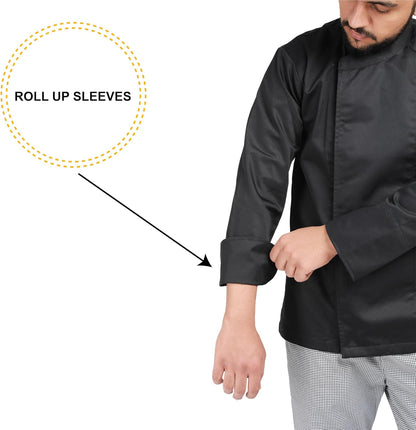 YANEK Men’s Chef Coat with Zipper – Breathable Cotton Blend, Durable Twill Fabric | Easy Care Kitchen Uniform | Wholesale Kitchen Uniforms UAE