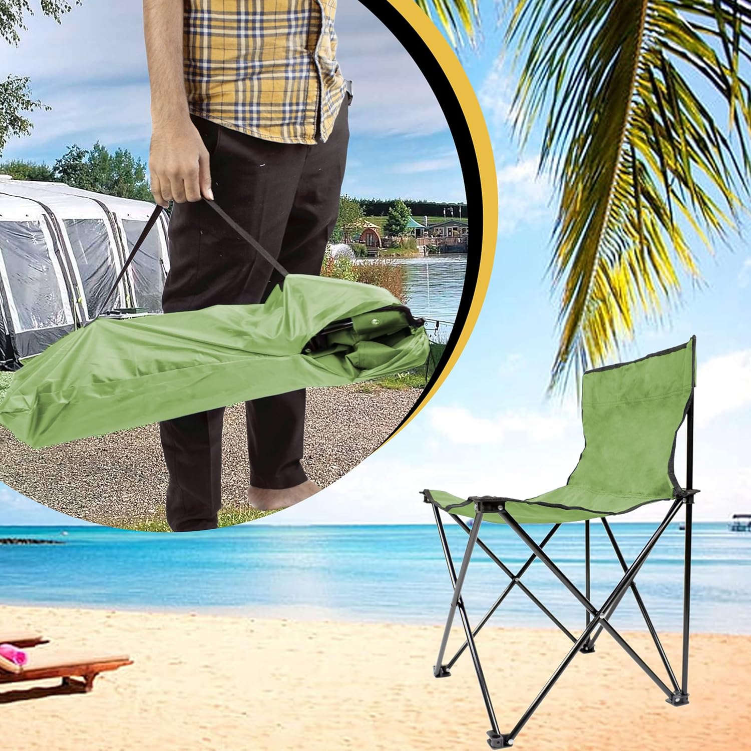 YANEK Foldable Camping Chair – Portable, Ultra-Light with Carry Bag (Red) | BBQ, Beach & Outdoor | Wholesale Camping Gear UAE.