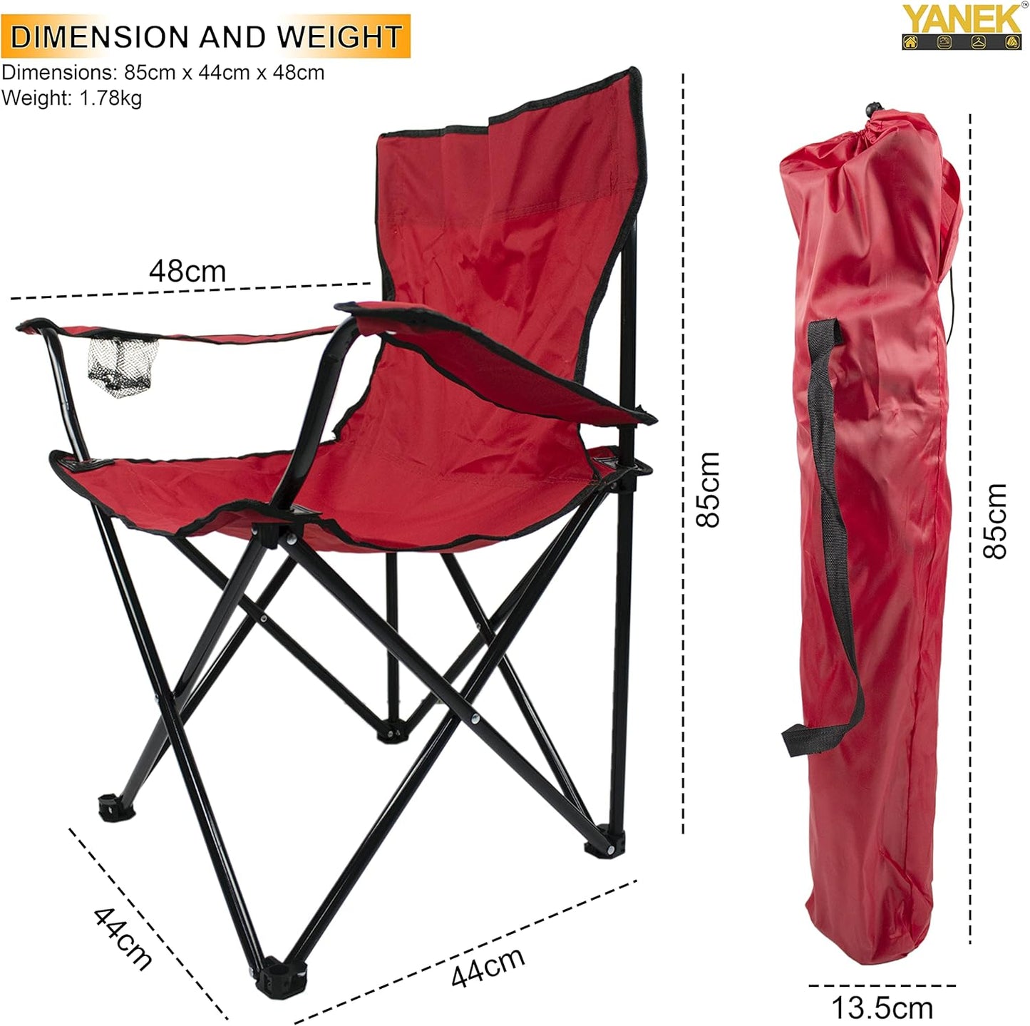 YANEK Folding Camping Chair with Cup Holder – Portable Outdoor Beach Chair with Carry Bag (Green) | BBQ, Camping & Picnic | Wholesale Camping Gear UAE.