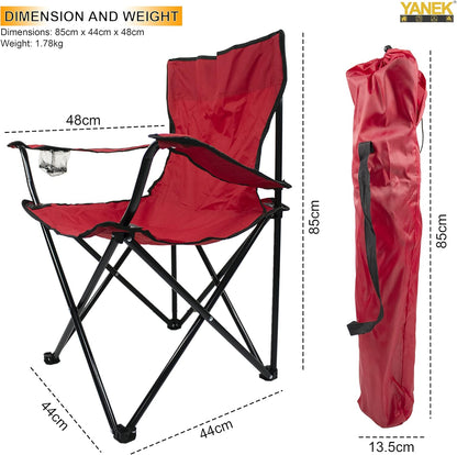 YANEK Folding Camping Chair with Cup Holder – Portable Outdoor Beach Chair with Carry Bag (Green) | BBQ, Camping & Picnic | Wholesale Camping Gear UAE.