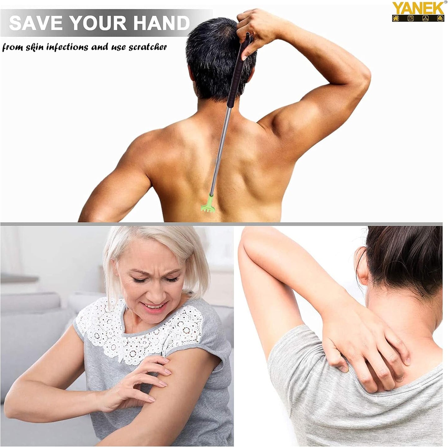 YANEK Back Scratcher | Massage Stick with Soft Rubber Handle | Durable | Eliminates Back Itching for both Human and Pets (Pack of 4)