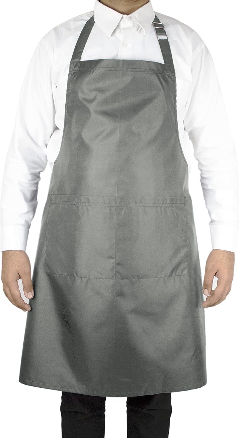 YANEK Waterproof Kitchen Apron – Unisex Adjustable Apron with 2 Pockets | Waterproof & Durable for Restaurant, Café, Workshop | Wholesale Kitchen Uniforms UAE.