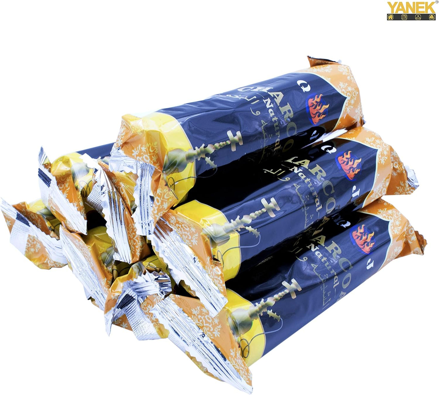 YANEK Magic Coal – 80 Pcs Charcoal Tablets (33mm) | For Shisha, Bakhour, BBQ & Camping | Wholesale BBQ Grills & Fuel UAE.