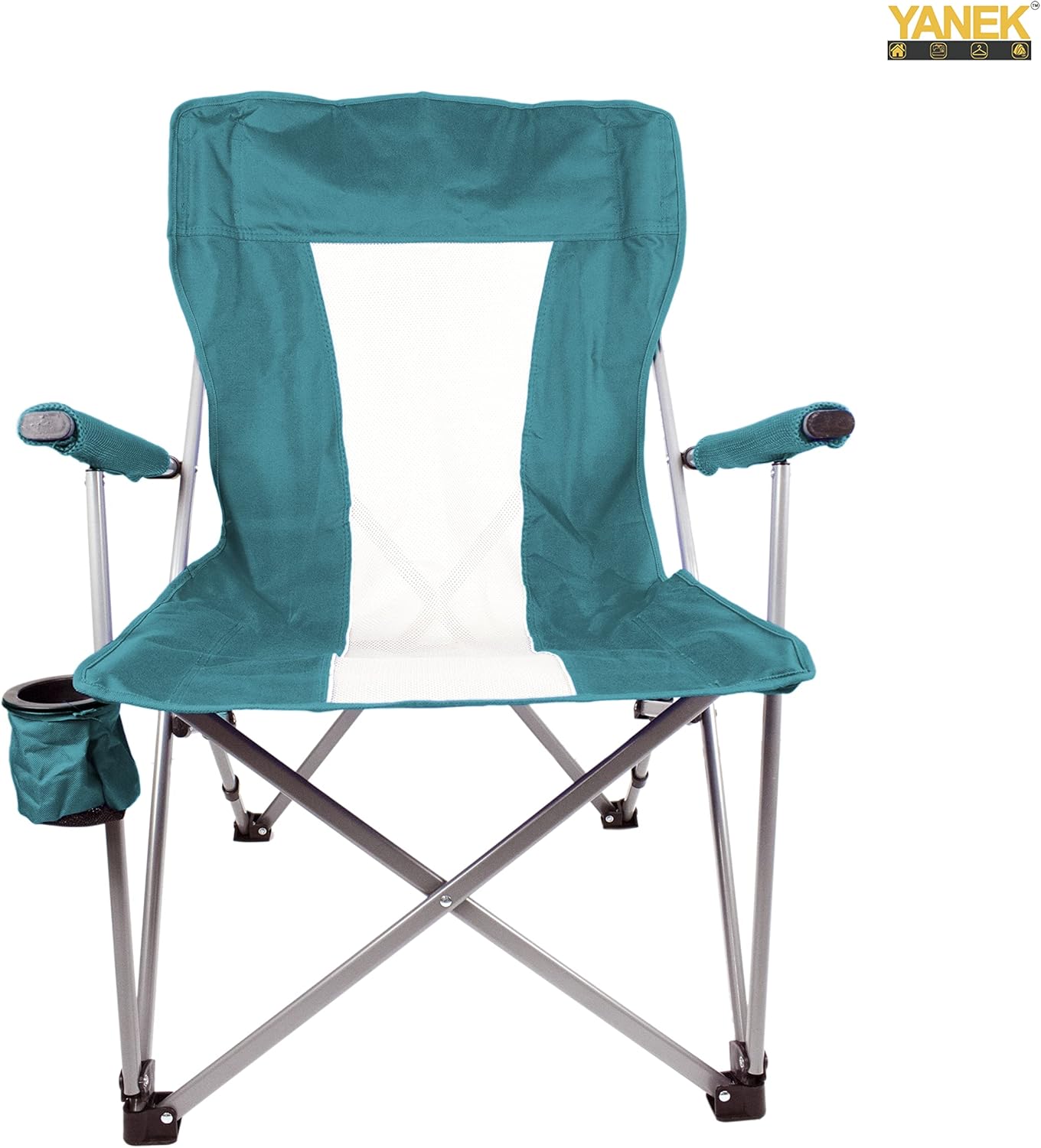 YANEK Foldable Heavy-Duty Camping Chair with Cup Holder – Portable Outdoor Chair with Carry Bag (Burgundy) | BBQ, Fishing & Beach | Wholesale Outdoor Equipment UAE.