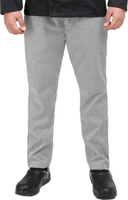 YANEK Chef Trousers | Unisex Regular Fit Chef Pants with Elastic Waistband & Drawstring | Kitchen Uniform for Men & Women | For Kitchen, Bakery, Café, Restaurant