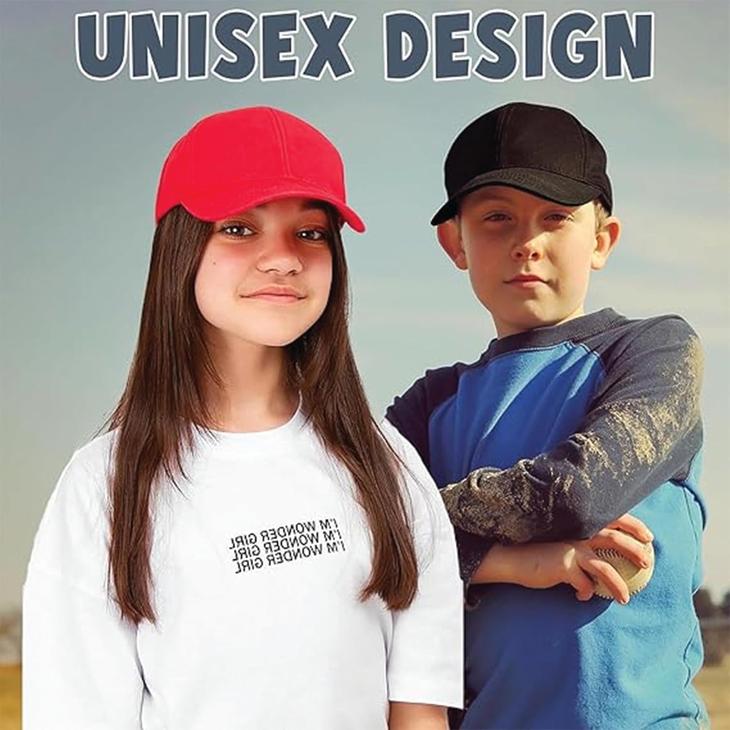 Yanek Kid's Baseball Cap with Velcro Closure Plain Cap for Boys & Girls | 100% Cotton, Ultra-Soft | Adjustable, Comfortable & UV protection 5-Panel