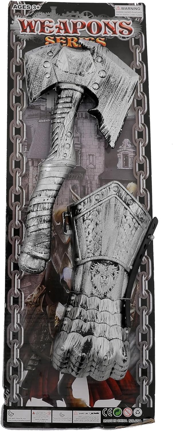 Yanek Halloween Warrior Axe and Glove Set, Gold/Silver