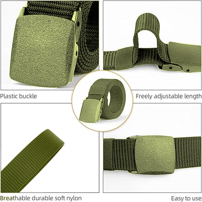 Yanek Men's Adjustable Work Belt Durable Nylon Canvas Metal-Free Buckle Effortless Airport Screening Ideal for Golf Travel Casual Wear Everyday Comfort Versatile Belt Design Easy Fit