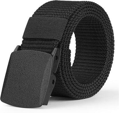 Yanek Men's Adjustable Work Belt Durable Nylon Canvas Metal-Free Buckle Effortless Airport Screening Ideal for Golf Travel Casual Wear Everyday Comfort Versatile Belt Design Easy Fit
