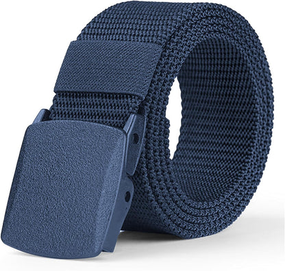 Yanek Men's Adjustable Work Belt Durable Nylon Canvas Metal-Free Buckle Effortless Airport Screening Ideal for Golf Travel Casual Wear Everyday Comfort Versatile Belt Design Easy Fit